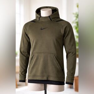 Nike Pro Dri-FIT Olive Green Hoodie Men’s Medium Athletic Pullover